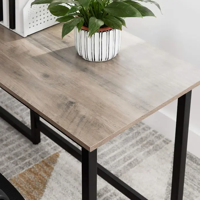 Vasagle L-shaped computer table in Greige/Black