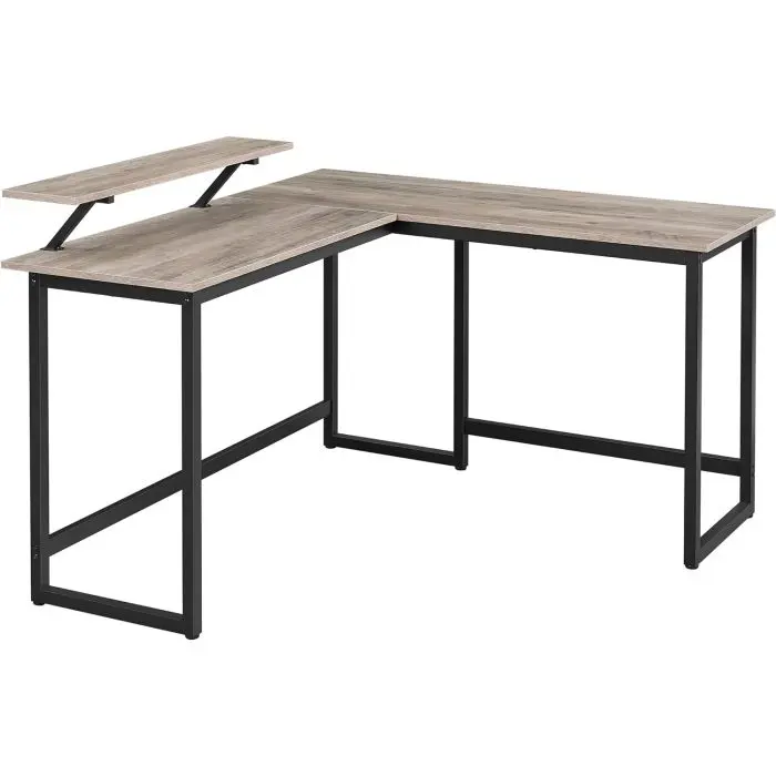 Vasagle L-shaped computer table in Greige/Black