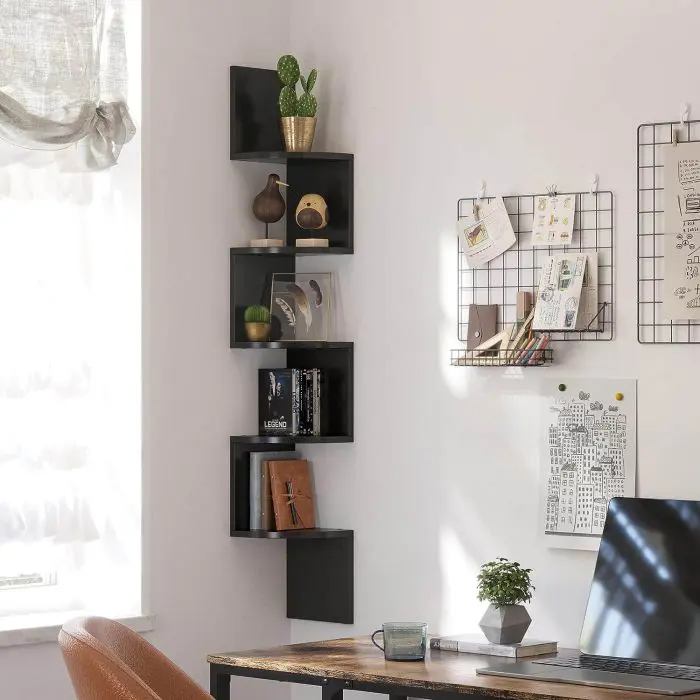 VASAGLE LBC20BK wall corner shelf, black