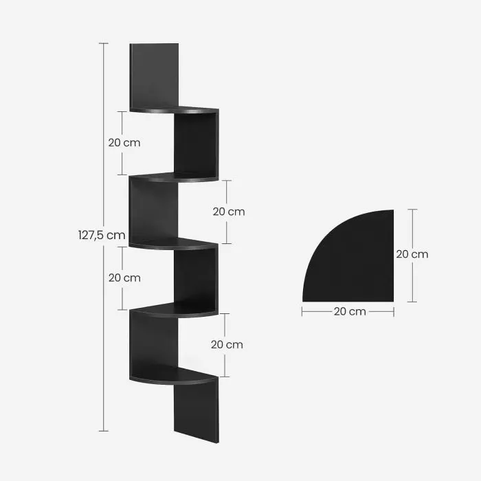 VASAGLE LBC20BK wall corner shelf, black