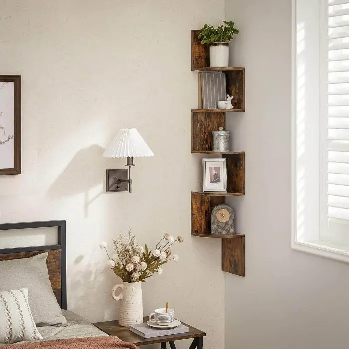 VASAGLE LBC20BX wall corner shelf, rustic brown