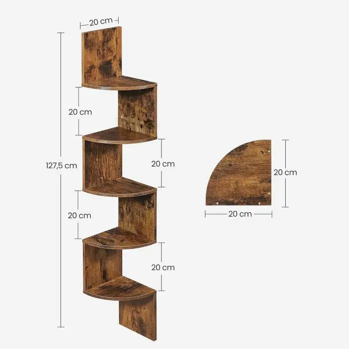 VASAGLE LBC20BX wall corner shelf, rustic brown
