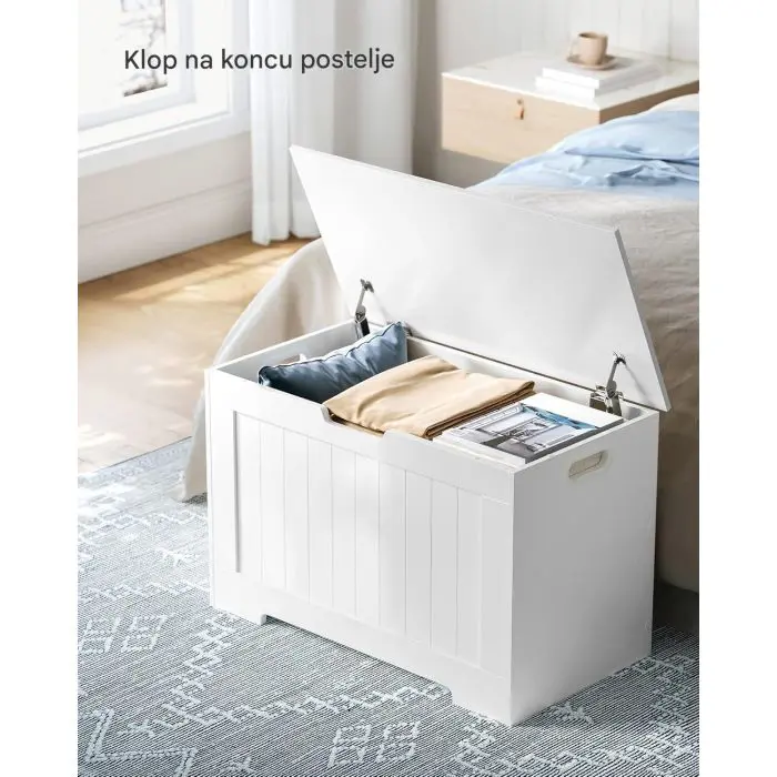 Vasagle multi -purpose bench with storage space white 40 x 76 x 48 cm