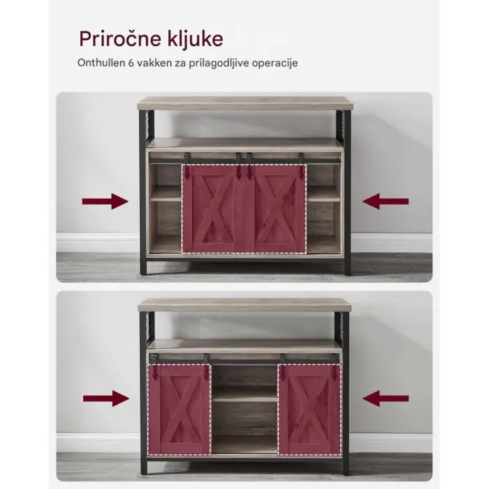 VASAGLE stranska omarica v industrijskem slogu, 100 × 33 × 80 cm