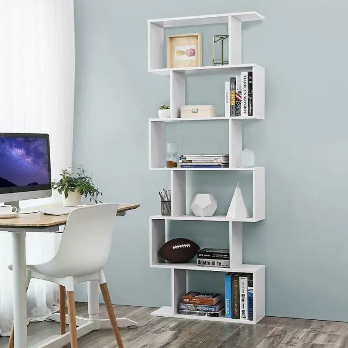 VASAGLE Wooden 6-Tier Freestanding Bookcase LBC61WT