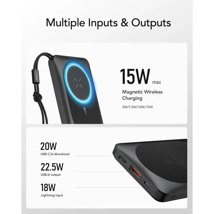 "VEGER portable battery MagOn 10000 mAh, black"