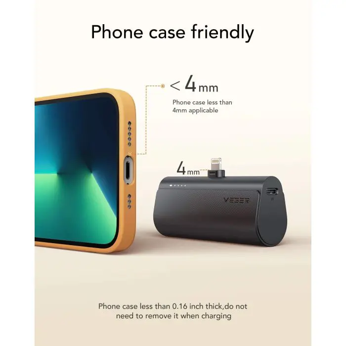 VEGER portable battery PlugON Lightning 5000 mAh, black.