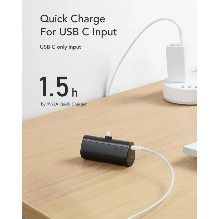 VEGER portable battery PlugON Lightning 5000 mAh, black.