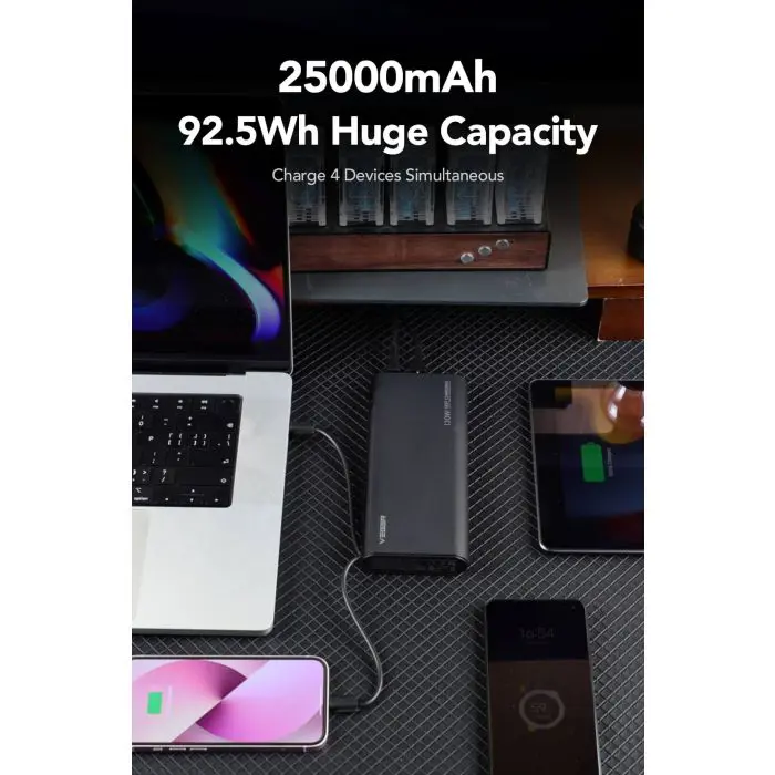 VEGER portable battery TC130 25000 mAh, black.