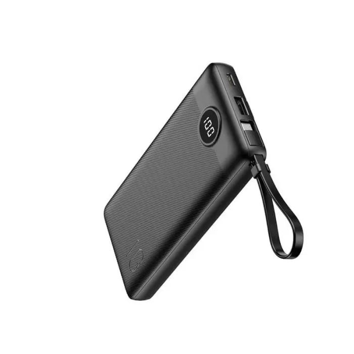 VEGER portable battery with built-in cables C10 10000 mAh, black.