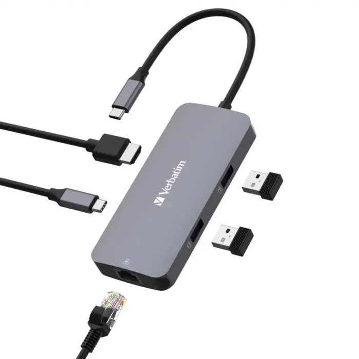Verbatim CMH-05 USB-C Pro Multiport 5 Port Hub (1 x HDMI, 1 x RJ45, 2 x USB-A 3.0, 1 x USB-C PD)