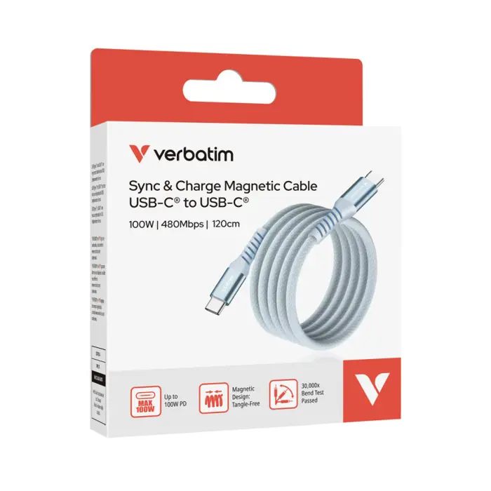 Verbatim Sync & Charge kabel USB-C na USB-C 100W Magnetic 120 cm - plavi
