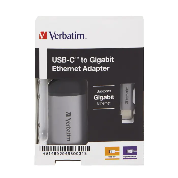 Verbatim USB-C na gigabitni ethernet adapter, aluminijsko kućište, 10cm kabel