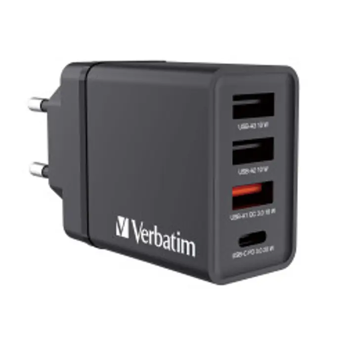 Verbatim zidni punjač od 30 W s 4 USB priključka - crni