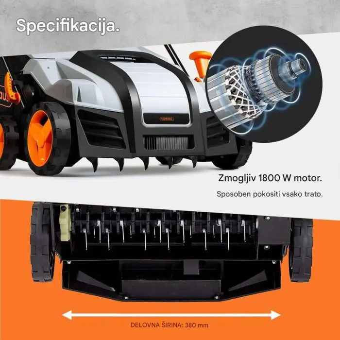 VonHaus 2-in-1 Lawn Aerator and Scarifier, 1800W