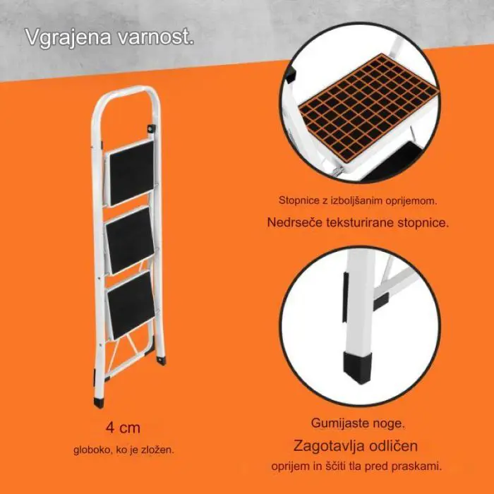 VonHaus 3 shelf steel ladder