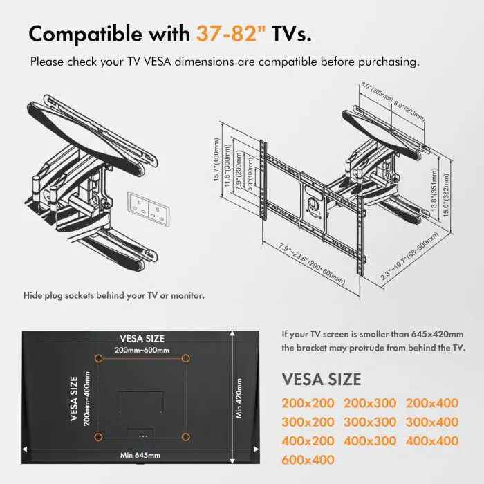VonHaus 37-70 "tilting wall bracket up to 45kg