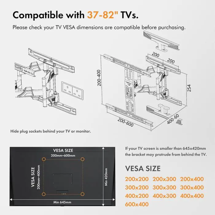 VonHaus 37-70 "tilting wall bracket up to 45kg