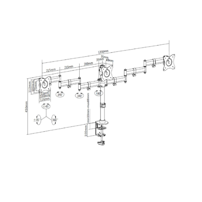 Vonhaus bracket for three monitors up to 27 ''