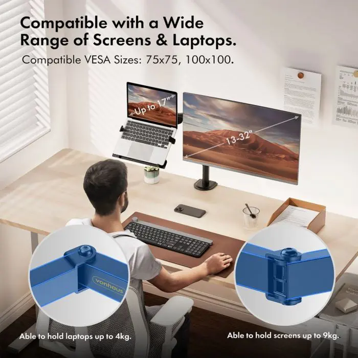 VonHaus dual desktop bracket for monitor and laptop