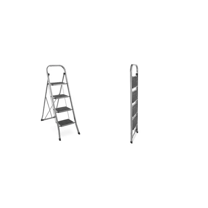 VonHaus folding 4-shelf steel ladder