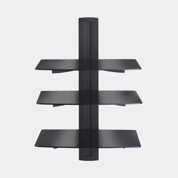 VonHaus glass floating shelf 3x - black