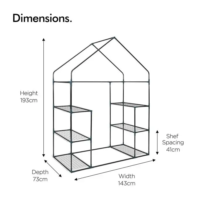 VonHaus greenhouse 193 x 73 x 143cm