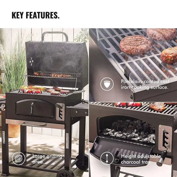 VonHaus Portable Charcoal Grill/ Smoker American Style