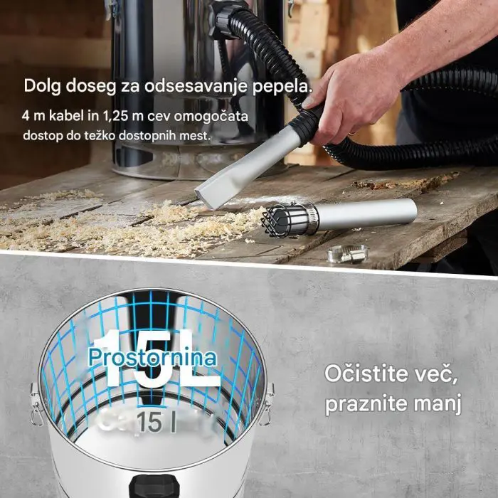 VonHaus Sesalnik za pepel 15 L, 1000 W
