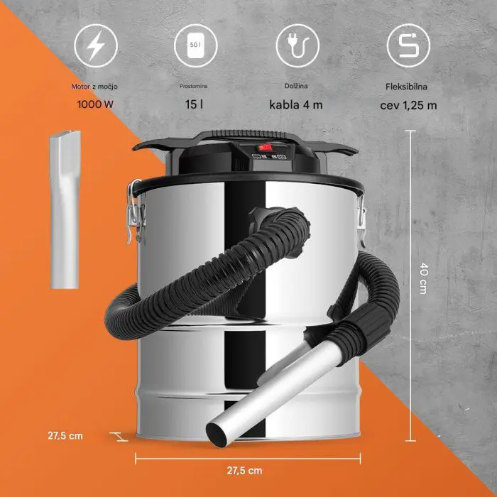 VonHaus Sesalnik za pepel 15 L, 1000 W