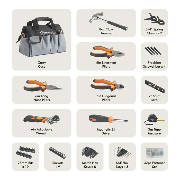 VonHaus tool bag - 92 piece set