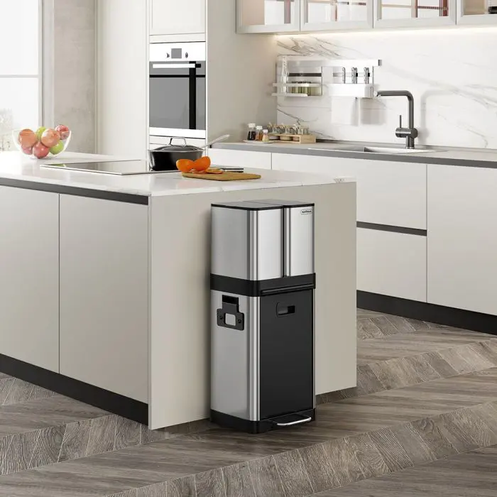 VonHaus triple stainless steel waste bin 32L