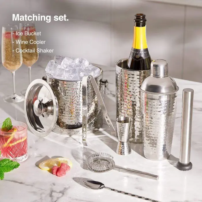 VonShef 4 Piece Hammered Cocktail Set