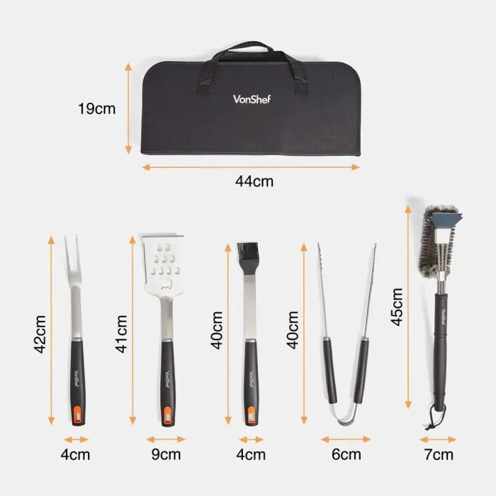 VonShef BBQ Skewer Set 5 Pieces with Storage Bag
