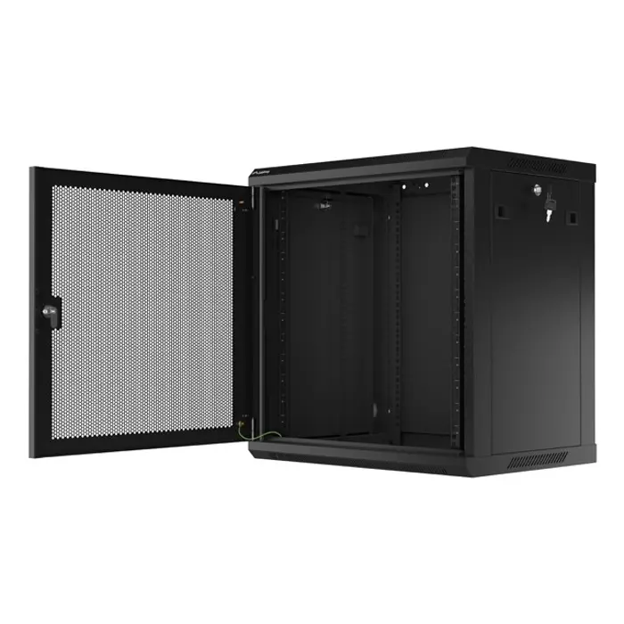WALL-HUNG RACK CABINET 19" 12U 600X450 BLACK PERFORATED DOOR LANBERG (FLAT PACK)