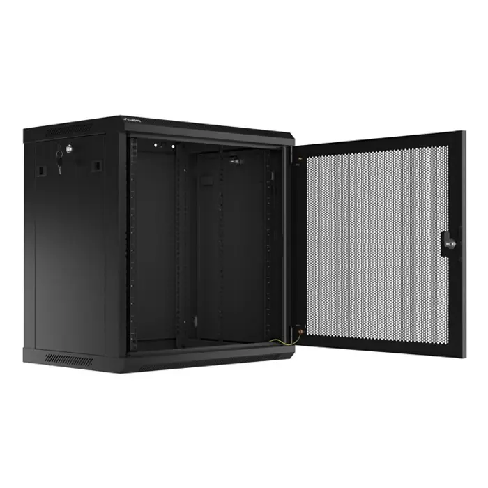 WALL-HUNG RACK CABINET 19" 12U 600X450 BLACK PERFORATED DOOR LANBERG (FLAT PACK)