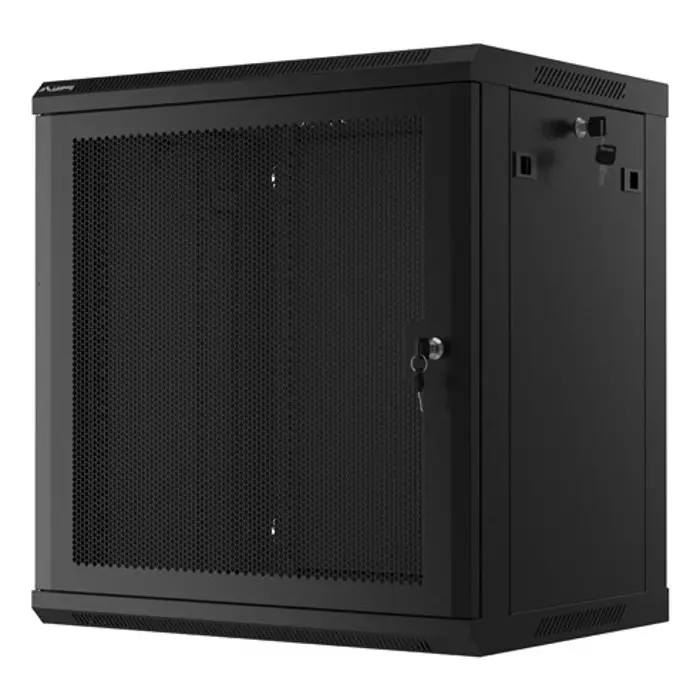 WALL-HUNG RACK CABINET 19" 12U 600X450 BLACK PERFORATED DOOR LANBERG (FLAT PACK)