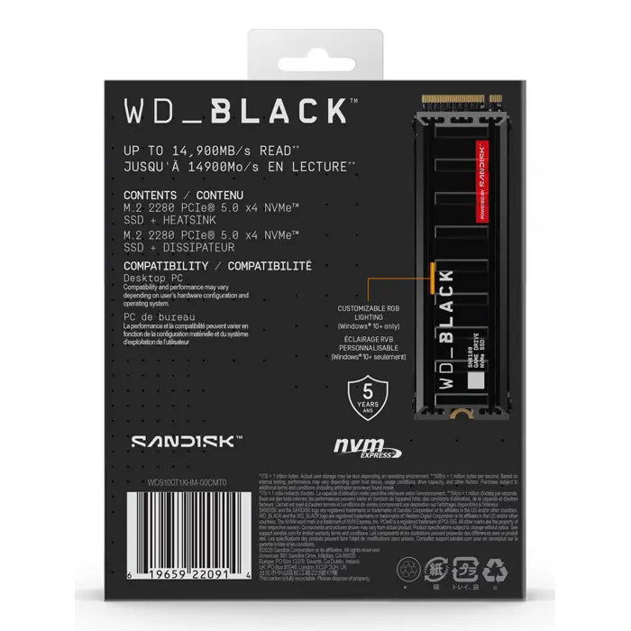 Western Digital Black WD_BLACK™ SN8100 NVMe™ SSD POWERED BY SANDISK 1 TB, [With Heatsink]