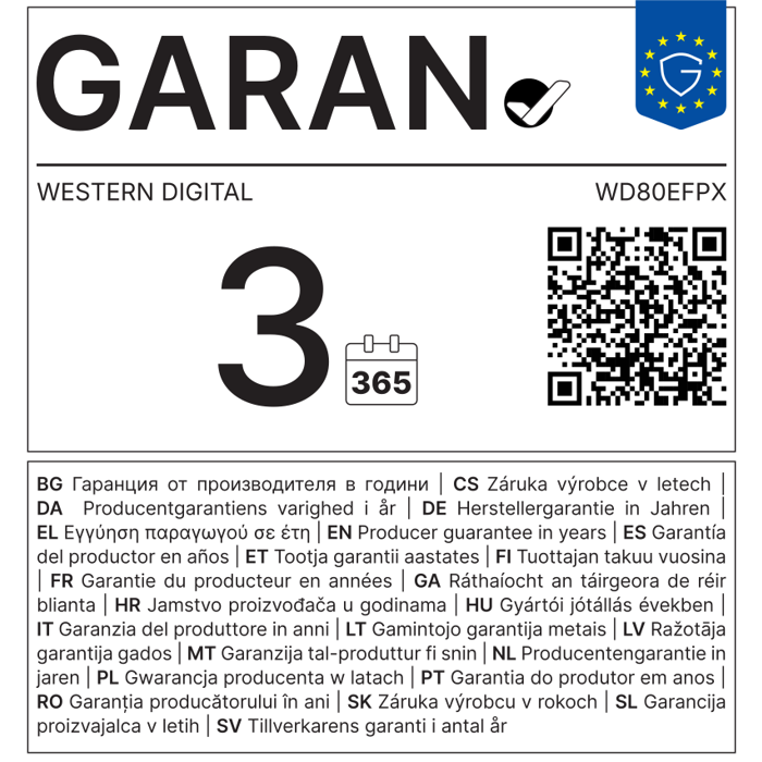 Western Digital Red Plus 8TB SATA3, 5640rpm, 256MB cache (WD80EFPX)