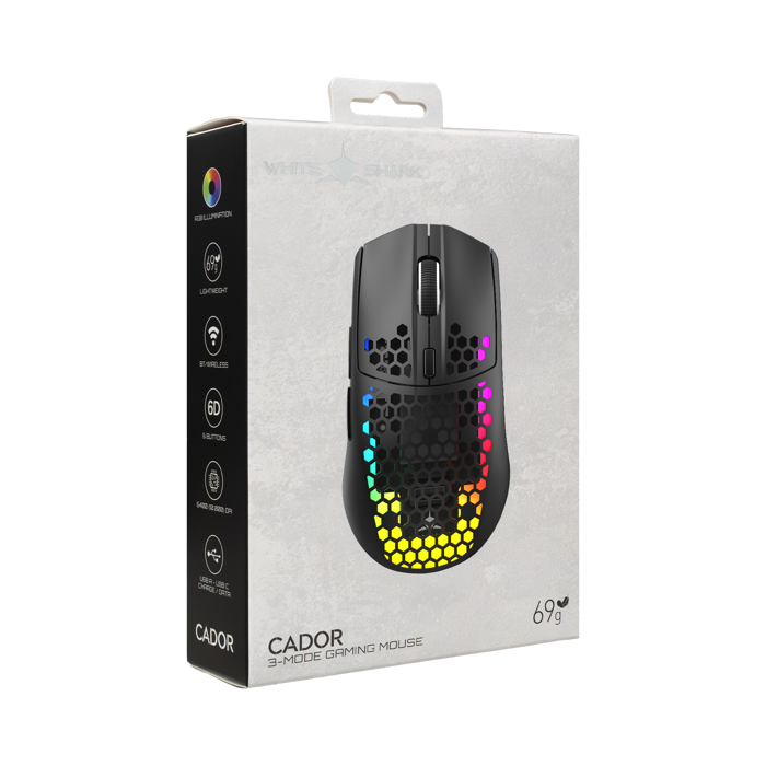 WHITE SHARK gaming bežični miš WGM-5020 CADOR 10.000dpi crni
