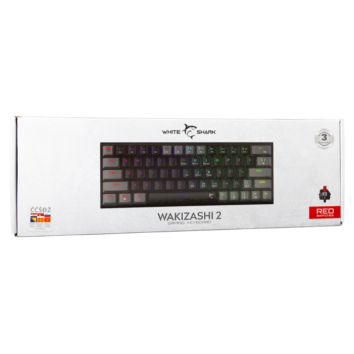 WHITE SHARK gaming mehanička tipkovnica  GK-002112V2  WAKIZASHI-2 crno siva crv.sw
