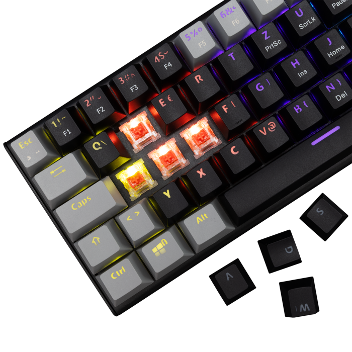 WHITE SHARK gaming mehanička tipkovnica  GK-002112V2  WAKIZASHI-2 crno siva crv.sw