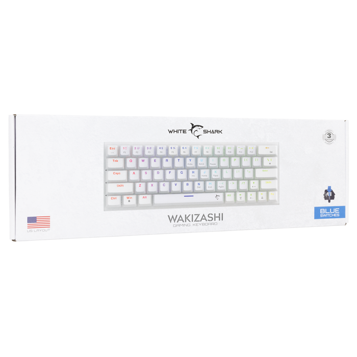 WHITE SHARK gaming tipkovnica GK-002221V2 WAKIZASHI-2 bijela pl.sw US