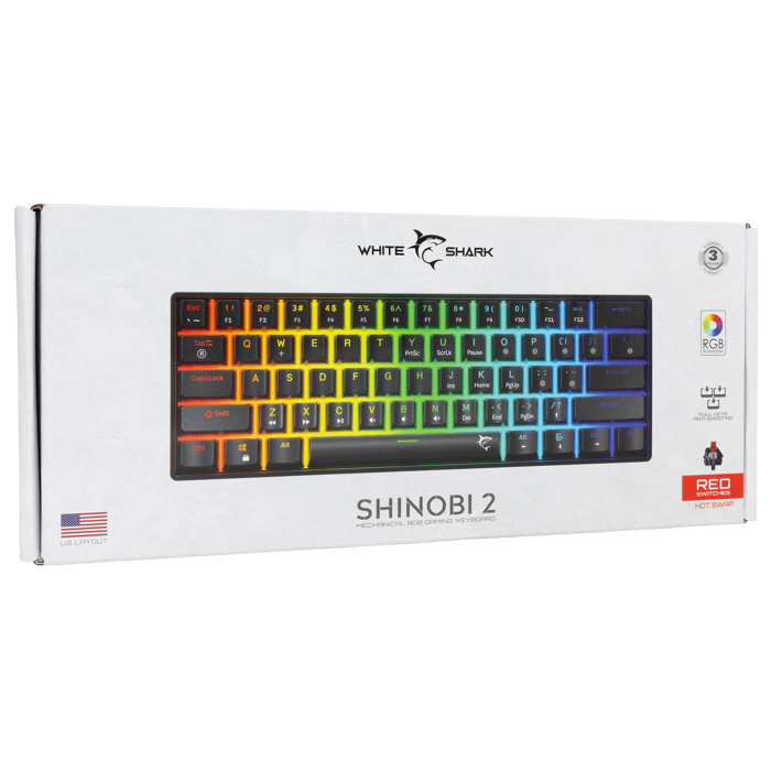 WHITE SHARK gaming tipkovnica GK-004111 SHINOBI-2 crna crv.sw. US