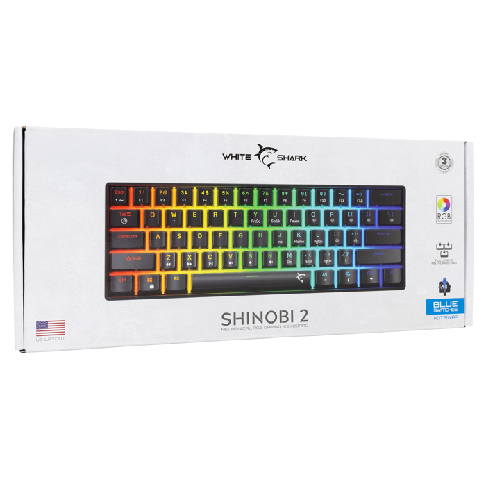 WHITE SHARK gaming tipkovnica GK-004121 SHINOBI-2 crna pl.sw. US
