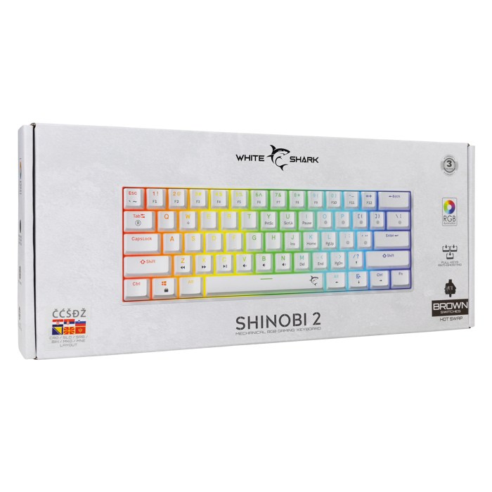 WHITE SHARK gaming tipkovnica GK-004232 SHINOBI-2 bijela sm.sw.