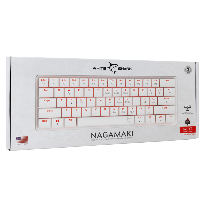 WHITE SHARK gaming tipkovnica GK-006111 NAGAMAKI bijela crv.sw. US