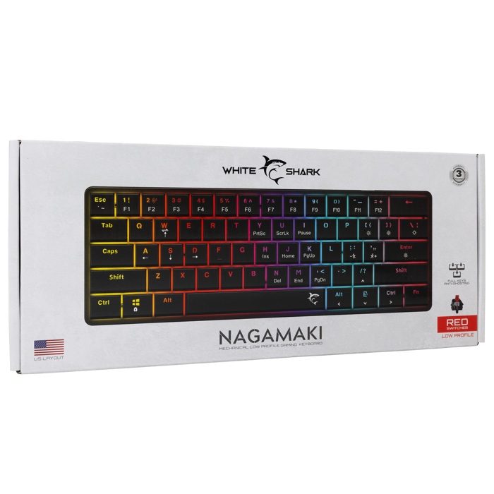 WHITE SHARK gaming tipkovnica GK-006111 NAGAMAKI crna crv.sw. US