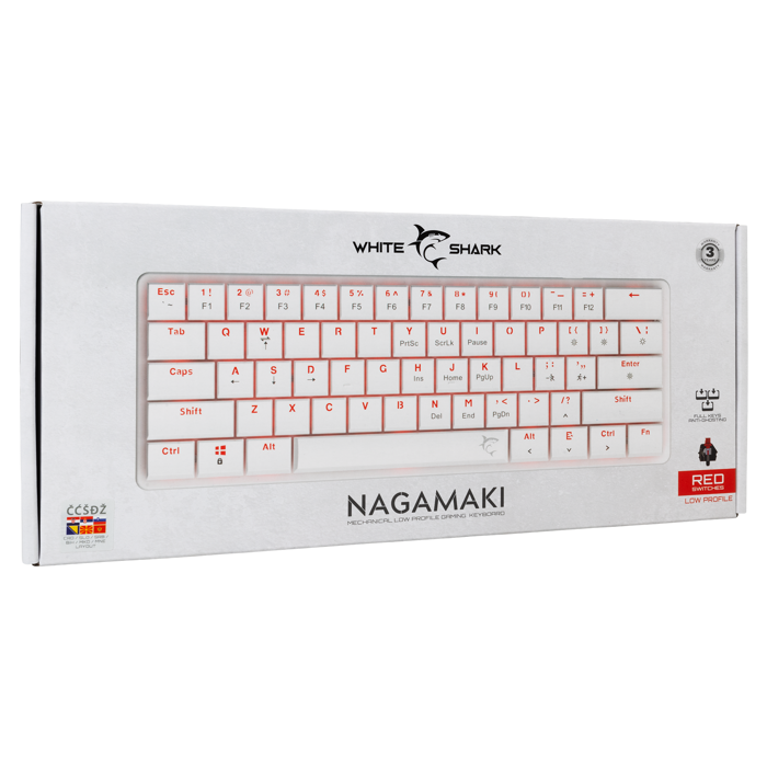 WHITE SHARK gaming tipkovnica GK-006112 NAGAMAKI bijela / crveni sw