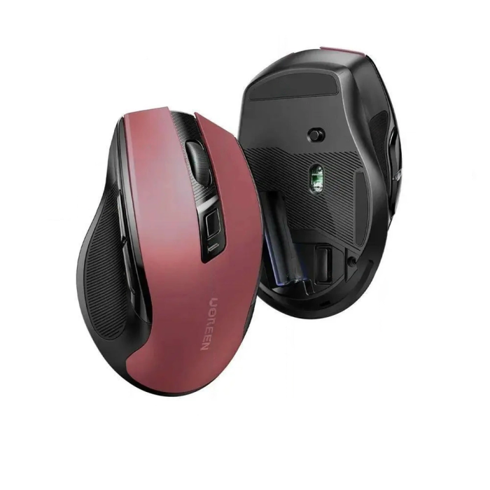 Wireless mouse UGREEN Bluetooth 5.0 and 2.4 Ghz with USB receiver - red